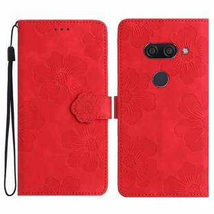 For LG K50 Flower Embossing Pattern Leather Phone Case(Red)