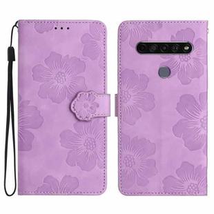 For LG K51S Flower Embossing Pattern Leather Phone Case(Purple)