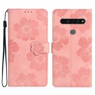 For LG K51S Flower Embossing Pattern Leather Phone Case(Pink)