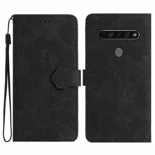 For LG K51S Flower Embossing Pattern Leather Phone Case(Black)