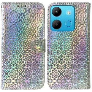 For Infinix Smart 7 African Colorful Magnetic Buckle Leather Phone Case(Silver)