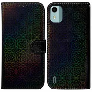 For Nokia C12 Colorful Magnetic Buckle Leather Phone Case(Black)