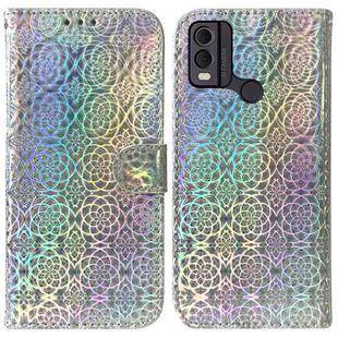 For Nokia C22 Colorful Magnetic Buckle Leather Phone Case(Silver)
