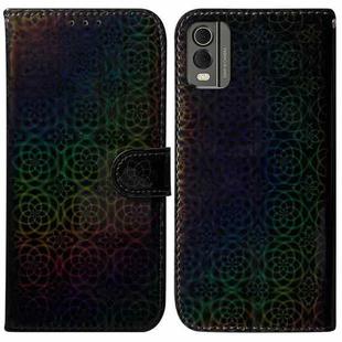 For Nokia C32 Colorful Magnetic Buckle Leather Phone Case(Black)