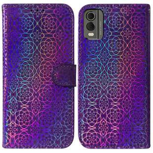 For Nokia C32 Colorful Magnetic Buckle Leather Phone Case(Purple)