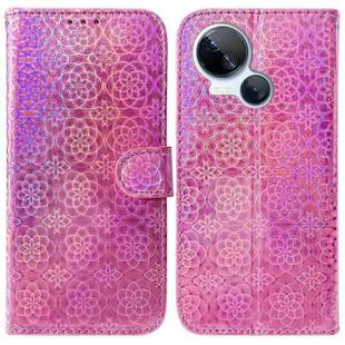 For Tecno Spark 10 5G Colorful Magnetic Buckle Leather Phone Case(Pink)