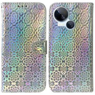 For Tecno Spark 10 5G Colorful Magnetic Buckle Leather Phone Case(Silver)