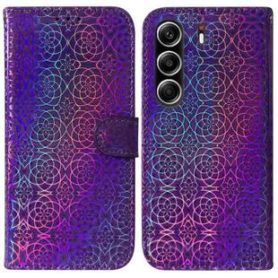 For Tecno Camon 40 Pro 4G Colorful Magnetic Buckle Leather Phone Case(Purple)