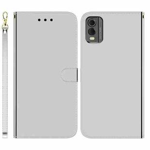 For Nokia C32 Imitated Mirror Surface Leather Phone Case(Silver)