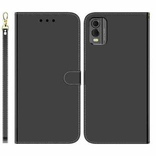 For Nokia C32 Imitated Mirror Surface Leather Phone Case(Black)