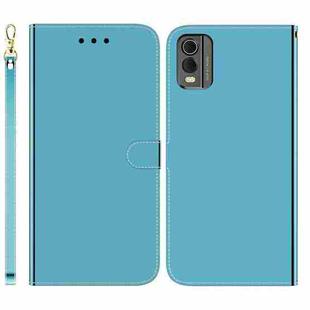 For Nokia C32 Imitated Mirror Surface Leather Phone Case(Blue)