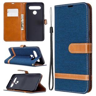 For LG K61 Denim Texture Horizontal Flip Leather Case with Holder & Card Slots & Wallet & Lanyard(Navy Blue)