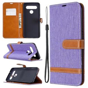 For LG K61 Denim Texture Horizontal Flip Leather Case with Holder & Card Slots & Wallet & Lanyard(Purple)