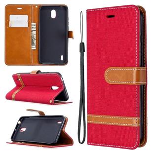 For Nokia 1.3 Denim Texture Horizontal Flip Leather Case with Holder & Card Slots & Wallet & Lanyard(Red)