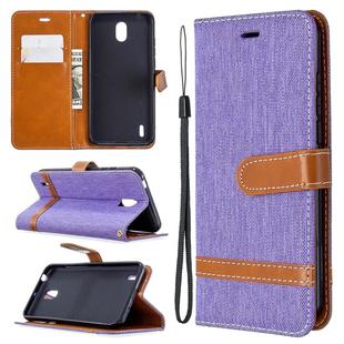 For Nokia 1.3 Denim Texture Horizontal Flip Leather Case with Holder & Card Slots & Wallet & Lanyard(Purple)