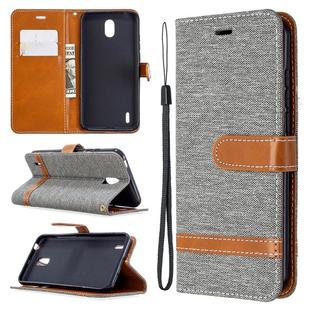 For Nokia 1.3 Denim Texture Horizontal Flip Leather Case with Holder & Card Slots & Wallet & Lanyard(Grey)