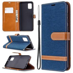 For Samsung Galaxy A31 Denim Texture Horizontal Flip Leather Case with Holder & Card Slots & Wallet & Lanyard(Navy Blue)