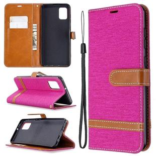 For Samsung Galaxy A31 Denim Texture Horizontal Flip Leather Case with Holder & Card Slots & Wallet & Lanyard(Rose Red)