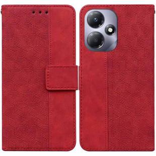 For Infinix Hot 30 Play Geometric Embossed Leather Phone Case(Red)