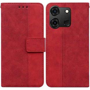 For Infinix Smart 7 India / 7 Plus Geometric Embossed Leather Phone Case(Red)