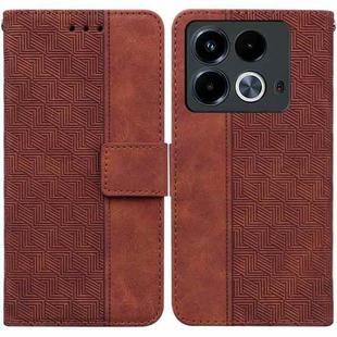 For Infinix Note 40 4G Geometric Embossed Leather Phone Case(Brown)