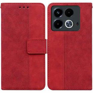 For Infinix Note 40 4G Geometric Embossed Leather Phone Case(Red)