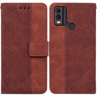 For Nokia C22 Geometric Embossed Leather Phone Case(Brown)