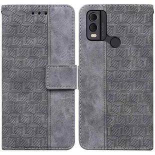 For Nokia C22 Geometric Embossed Leather Phone Case(Grey)