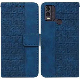For Nokia C22 Geometric Embossed Leather Phone Case(Blue)