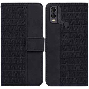 For Nokia C22 Geometric Embossed Leather Phone Case(Black)