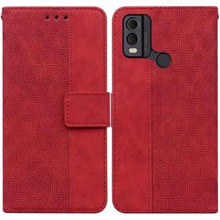 For Nokia C22 Geometric Embossed Leather Phone Case(Red)