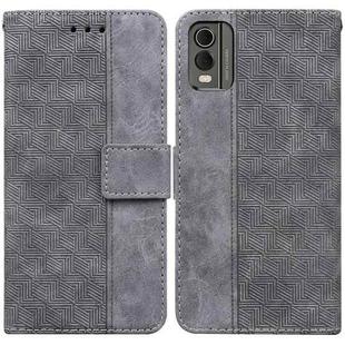 For Nokia C32 Geometric Embossed Leather Phone Case(Grey)