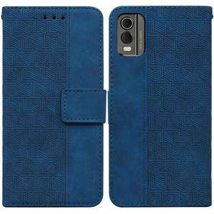 For Nokia C32 Geometric Embossed Leather Phone Case(Blue)