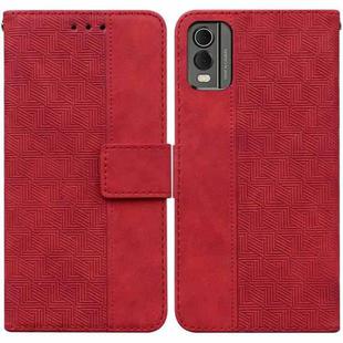 For Nokia C32 Geometric Embossed Leather Phone Case(Red)
