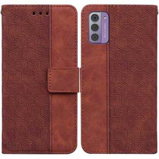 For Nokia G42 Geometric Embossed Leather Phone Case(Brown)