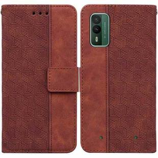 For Nokia XR21 Geometric Embossed Leather Phone Case(Brown)