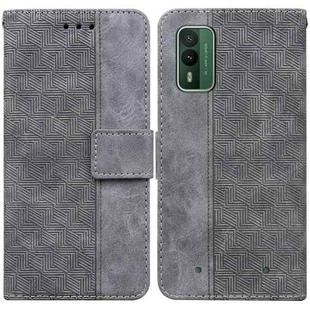 For Nokia XR21 Geometric Embossed Leather Phone Case(Grey)