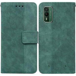 For Nokia XR21 Geometric Embossed Leather Phone Case(Green)