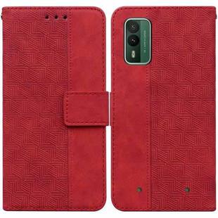 For Nokia XR21 Geometric Embossed Leather Phone Case(Red)