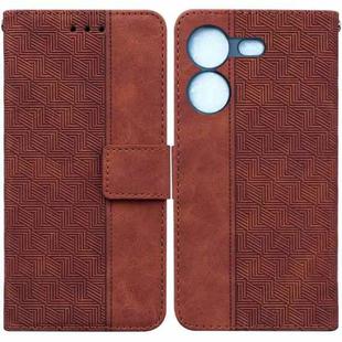 For Tecno Pova 5 Geometric Embossed Leather Phone Case(Brown)