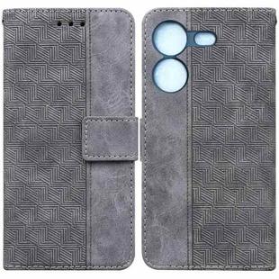 For Tecno Pova 5 Geometric Embossed Leather Phone Case(Grey)