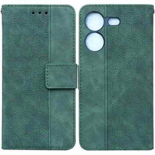 For Tecno Pova 5 Geometric Embossed Leather Phone Case(Green)