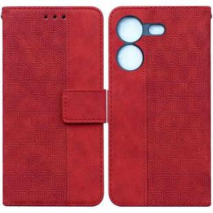 For Tecno Pova 5 Geometric Embossed Leather Phone Case(Red)