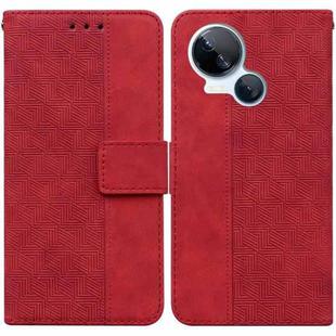 For Tecno Spark 10 5G Geometric Embossed Leather Phone Case(Red)