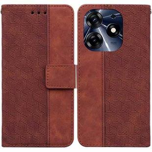 For Tecno Spark 10 Pro Geometric Embossed Leather Phone Case(Brown)