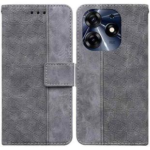 For Tecno Spark 10 Pro Geometric Embossed Leather Phone Case(Grey)