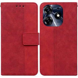 For Tecno Spark 10 Pro Geometric Embossed Leather Phone Case(Red)