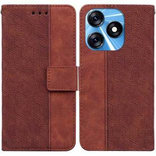 For Tecno Spark 10 / Spark 10C Geometric Embossed Leather Phone Case(Brown)