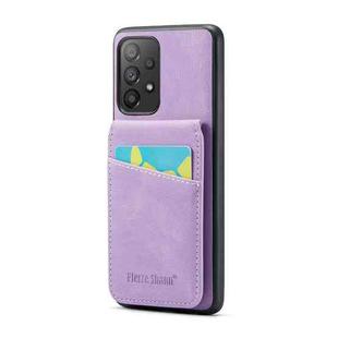 For Samsung Galaxy A73 5G Fierre Shann Crazy Horse Card Holder Back Cover PU Phone Case(Purple)