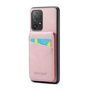 For Samsung Galaxy A52 4G / 5G Fierre Shann Crazy Horse Card Holder Back Cover PU Phone Case(Pink)